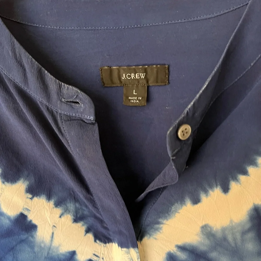 J. Crew Tie Dye Silk Henley Tunic - Picture 7 of 10